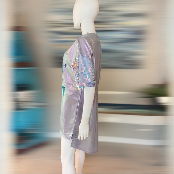 FANTASTIC FAWN disco party lavender tunic dress S M L - Picture 6 of 9